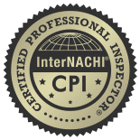 Circular gold and black badge with Certified Professional Inspector, InterNACHI, CPI, stars, a globe graphic in the center, and a distinct design that highlights your status as a certified home inspector.