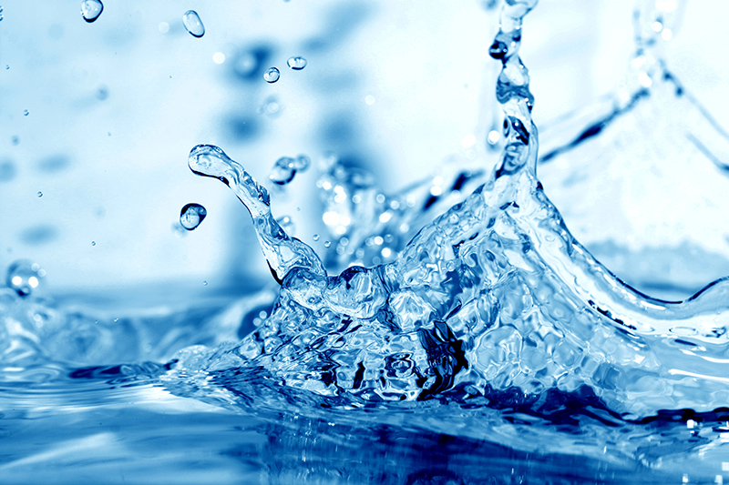 Up-close macro shot of a water splash